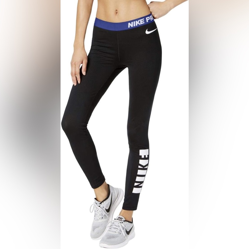 🤍 NIKE Pro Dri-Fit HyperWarm Fleece Lined Graphic Leggings Tights